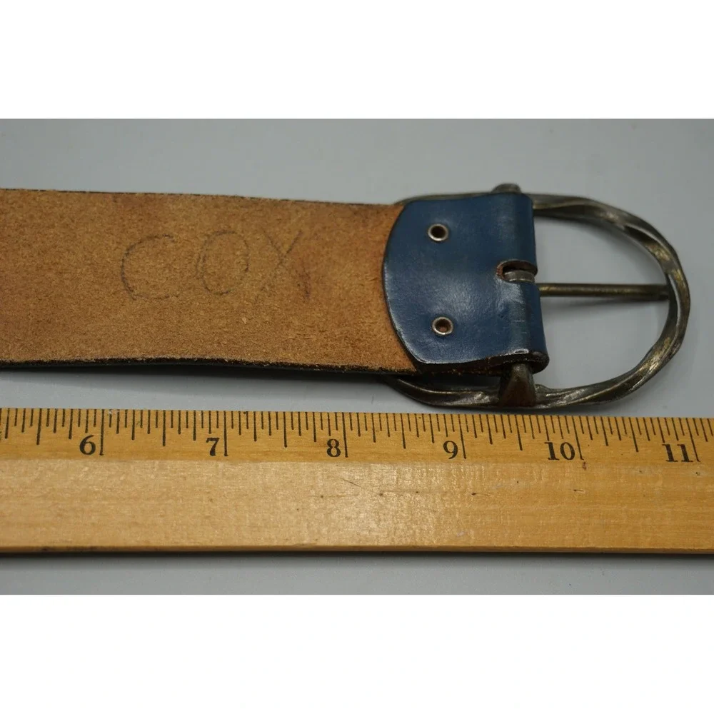 Vintage JC Penney Mens Blue Leather Belt Twisted Oval Buckle 42 Inch